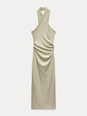 Zara Twist Halter Maxi Dress in Sage (XS)
